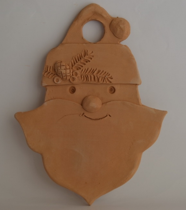Decoratiune ceramica pentru perete chip mos craciun - 20x15cm, 250gr